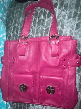 Marc Jacobs Mainline Fuchsia Leather Tote Pushlock Made Italy Y2K Archive